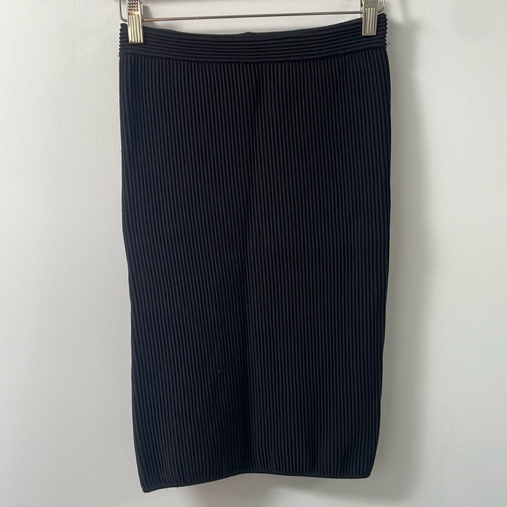 Ronny Kobo Collection Black Knit ribbed Pencil Skirt stretchy bodycon tight sz S